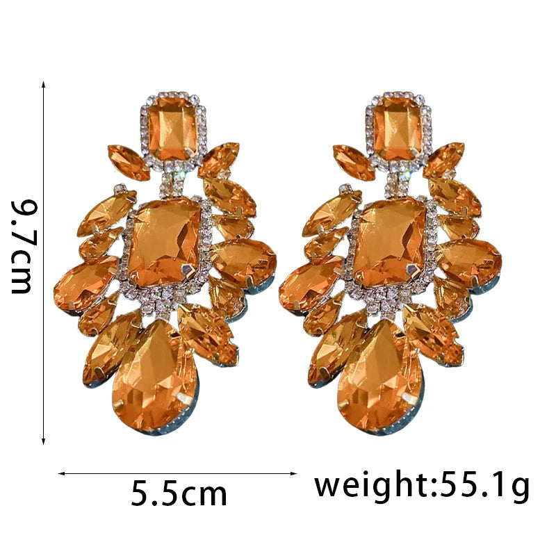 Orange Rhinestone Earrings - Bijoux Art