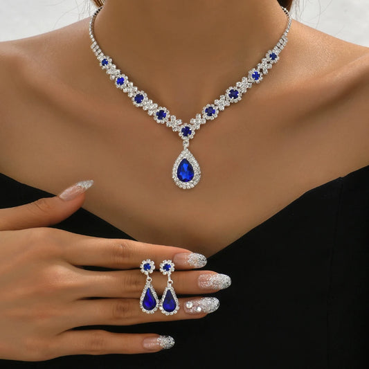 3 pieces of women's crystal droplet necklace