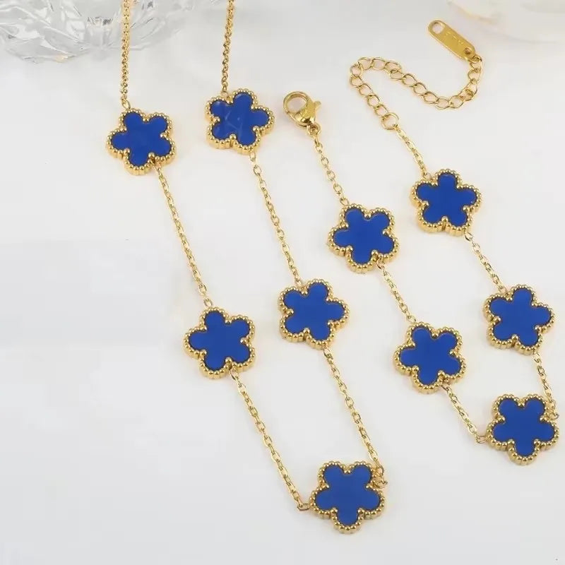 Plant Five Leaf Flower Set Gold-Plated - Bijoux Art