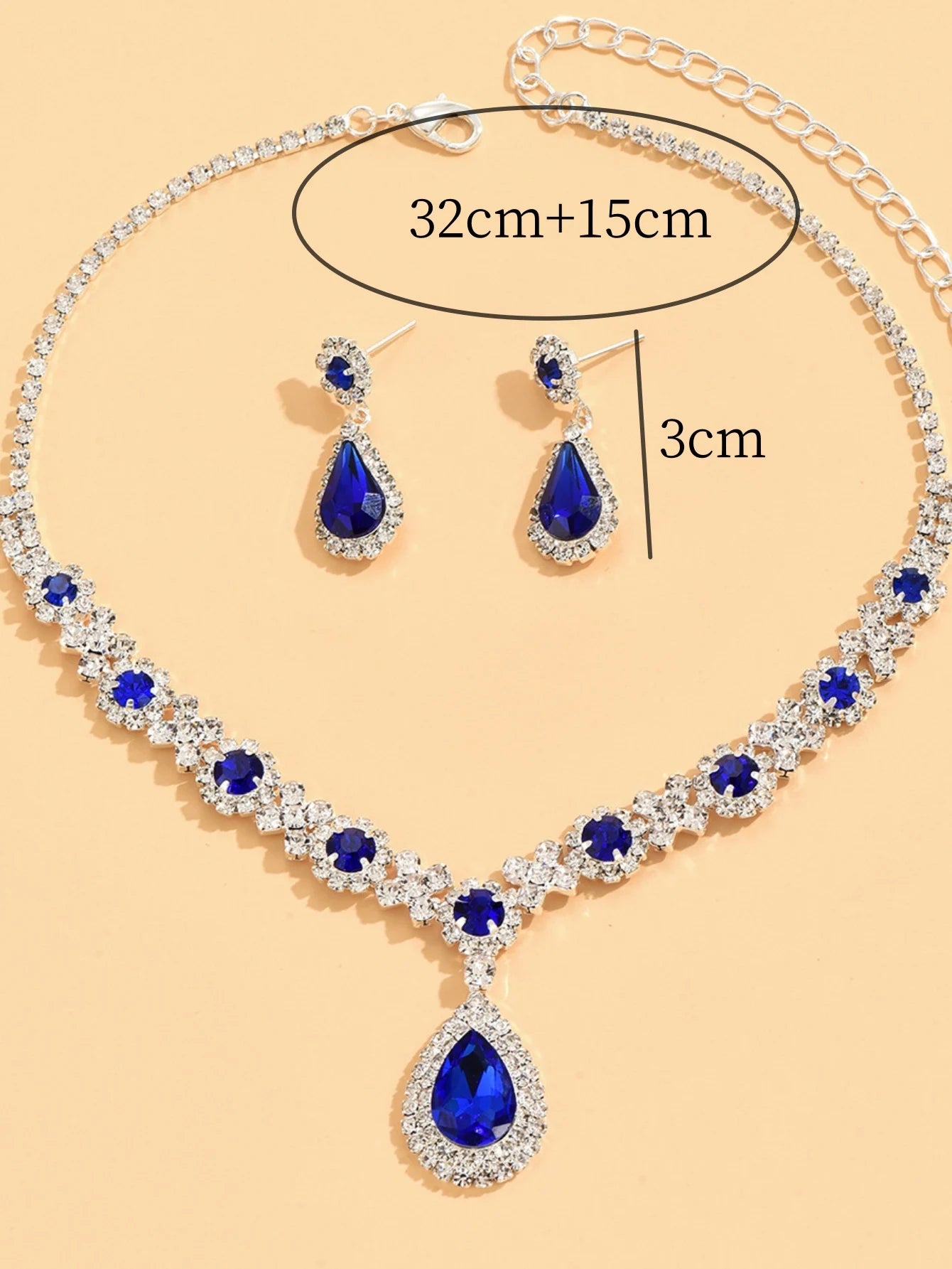 3 pieces of women's crystal droplet necklace