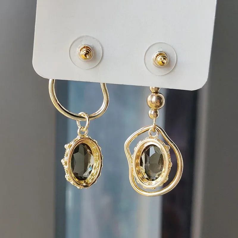 New Tan Crystal  Earrings - Bijoux Art