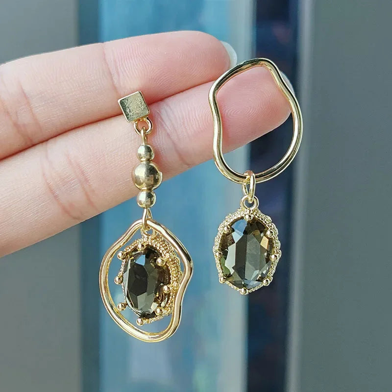 New Tan Crystal  Earrings - Bijoux Art