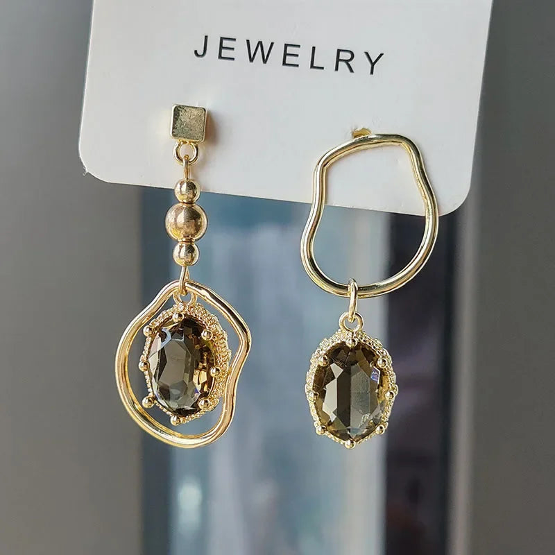 New Tan Crystal  Earrings - Bijoux Art